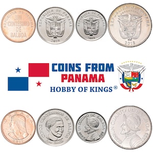 Panamanian 4 Coin Set 1 5 Centesimos 1/10 1/4 Balboa | Urraca | Sara Sotillo | Vasco Núñez De Balboa | Panama | 2017 - 2019