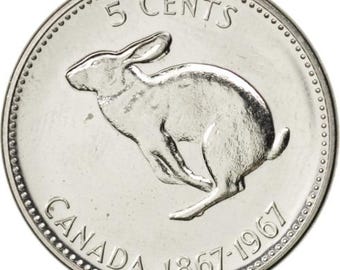 カナダ硬貨 カナダ 5セント | エリザベス2世 | ウサギ | 1967年 - Etsy