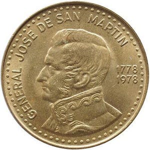 Argentina 100 Pesos Coin | Jose de San Martin | KM82 | 1978 - 1979