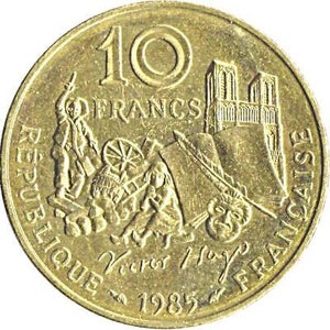 French Coin | 10 Francs | Victor Hugo | France | 1985