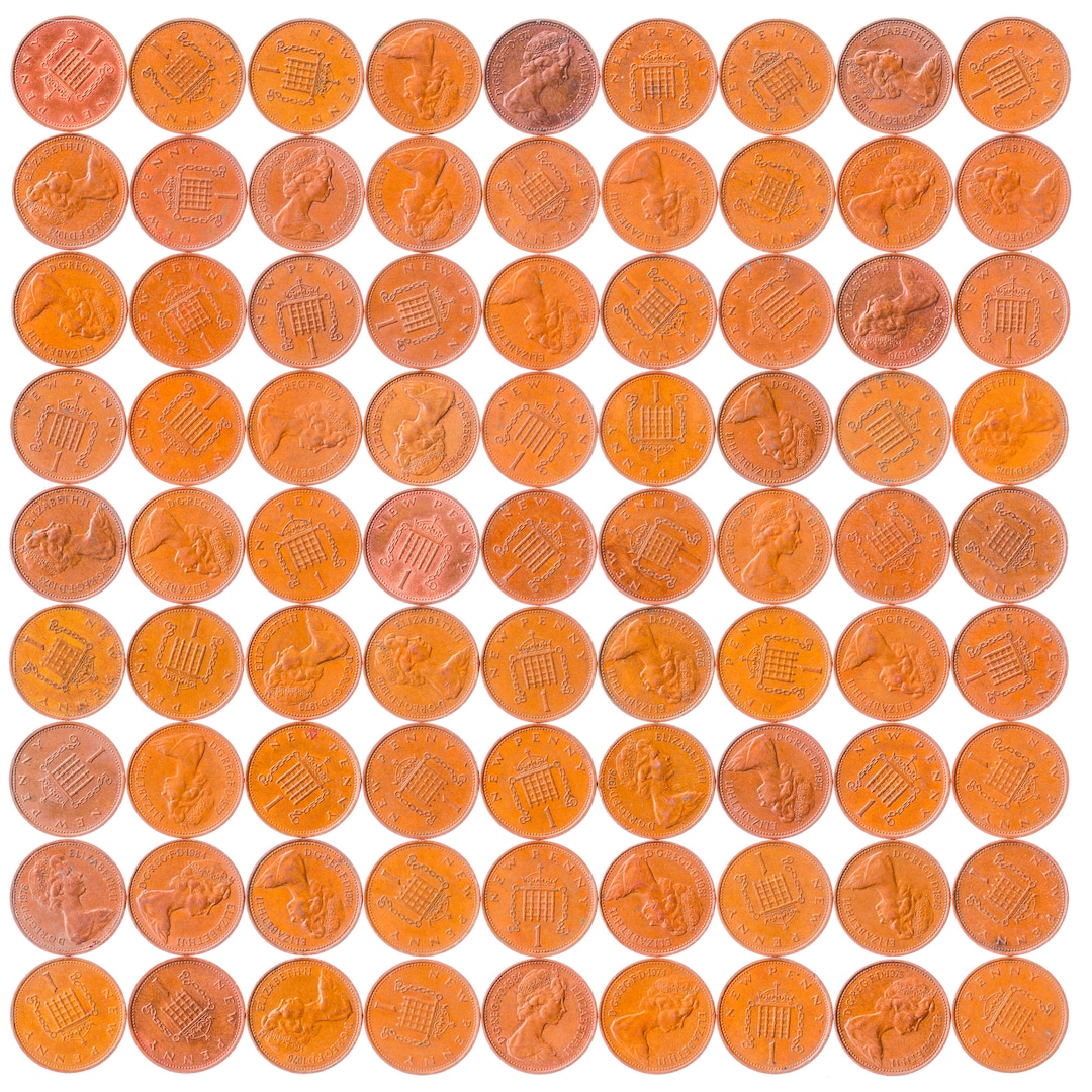 英国未流通コインセット United Kingdom 1 New Penny | 100 Coins | Young Elizabeth II