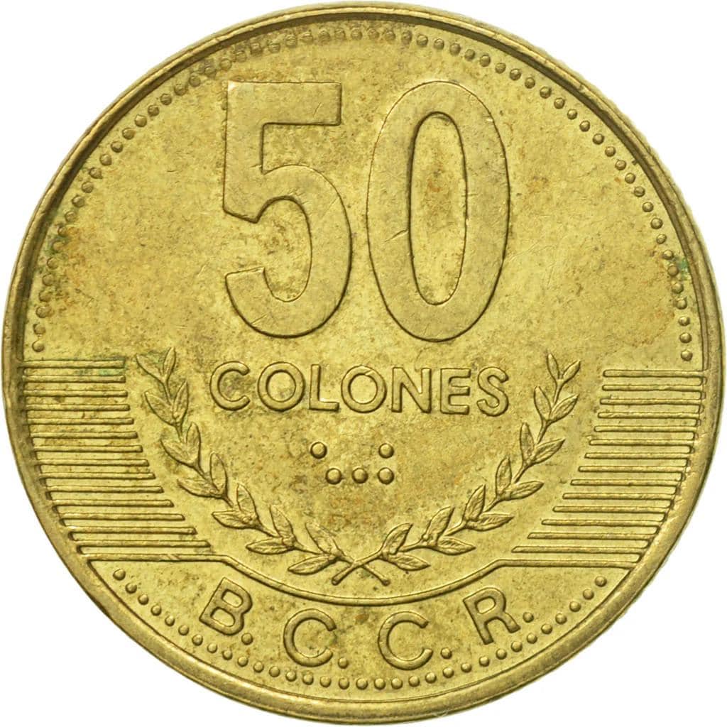 Costa Rica Coin | 50 Colones | Stars | Volcano | Ship | Sun | 2002 - Etsy