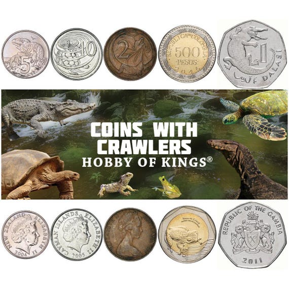 Coins With Reptiles And Amphibians | Crocodiles, Alligators, Turtles, Tortoises, Lizards and More | Gift for Collectors and Animal Lovers