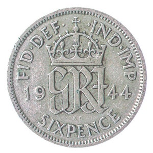 British 6 Pence Silver Coin - King George VI 1937-1946. Great Britain: Km# 852