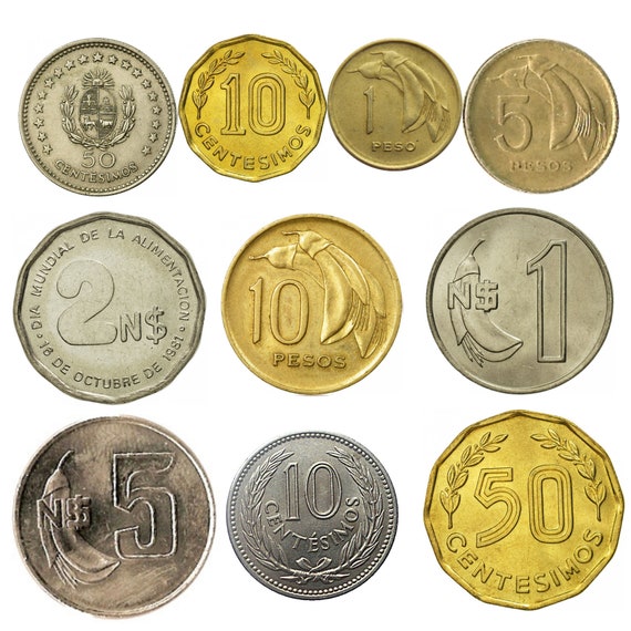 Uruguay Coins Set | Pesos Centesimos | Mixed South American Currency | Old Collectible Money | Cougar Horse Coral Flower Sun 1968 - Now