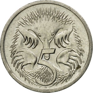 Australian Coin 5 Cents | Elizabeth II | Echidna | Australia | 1999 - 2019