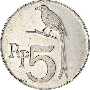 Indonesian 5 Rupiah Coin | Black Dragon | KM22 | Indonesia | 1970