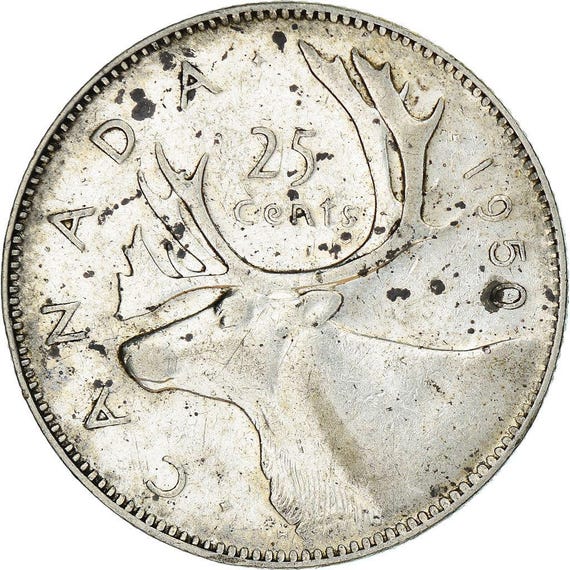 カナダ 25セント硬貨 | ジョージ6世 | トナカイ | 1948年 - 1952年