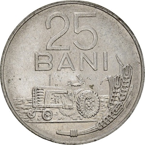 Romanian Coin 25 Bani | Tractor | Romania | 1966