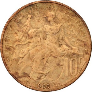 Moneda francesa 10 céntimos / Francia / 1897 - 1921