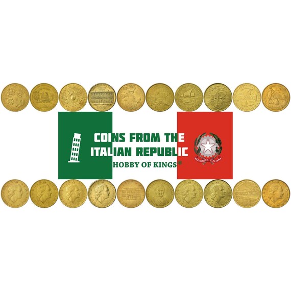 Italian 200 Lire Coin Set: 1980-1999 Commemorative Coins