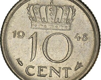 オランダ 10セント硬貨 | ウィルヘルミナ女王 | 1948年 - Etsy 日本