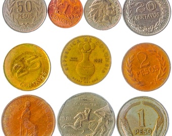 Colombian Coins Latin South America Old Currency Centavos Pesos Collectible Money Simon Bolivar