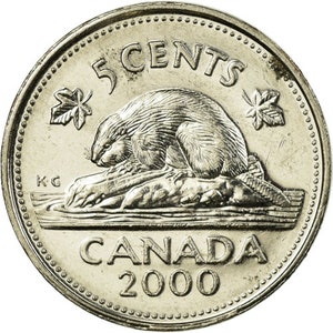 Canadian Coin Canada 5 Cents | Queen Elizabeth II | Beaver | 1999 - 2003