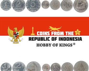 インドネシアのコインセット：1970-1973年ルピア通貨、鳥のモチーフ