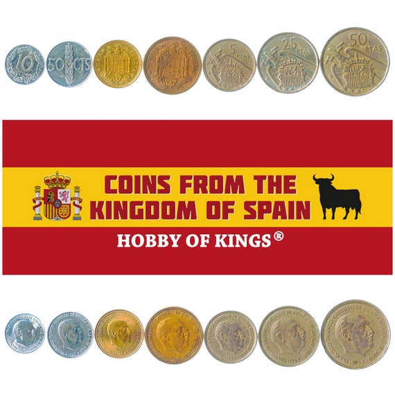 Spanish 8 Coin Set 10 50 Centimos 1 2 1/2 5 25 50 100 Pesetas | Francisco Franco | Spain | 1946 - 1966