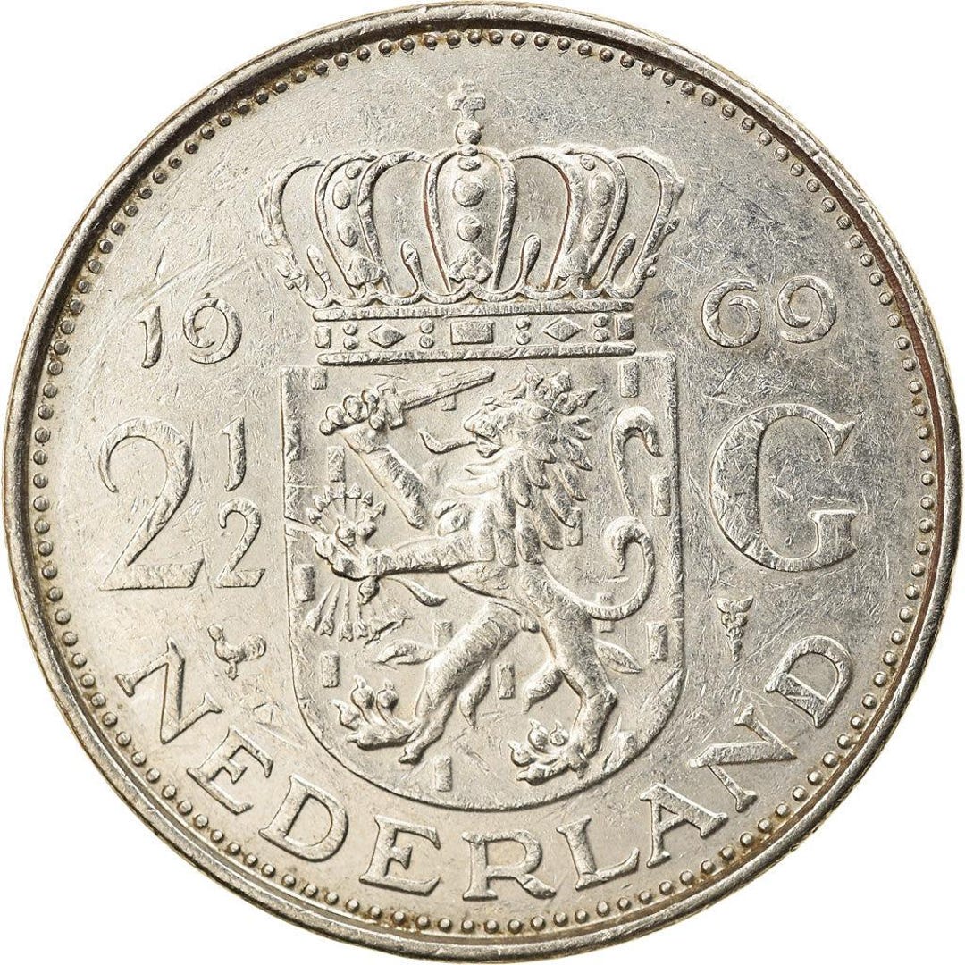 Netherlands Coin 2.5 Gulden Coin | Queen Juliana | 1969 - 1980 - Etsy