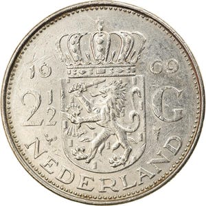 オランダ硬貨 2.5グルデン硬貨 | ユリアナ女王 | 1969年 - 1980年
