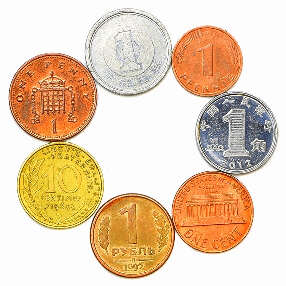 7 Different Coins From "SUPER POWER" Countries in the 20th Century. World Leader Coins