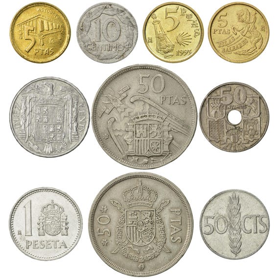 Spanish Coin Collection: 1940-1995 Pesetas & Centimos