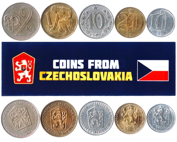 5 Czechoslovakia Coins Different European Coins Foreign Currency, Valuable Money