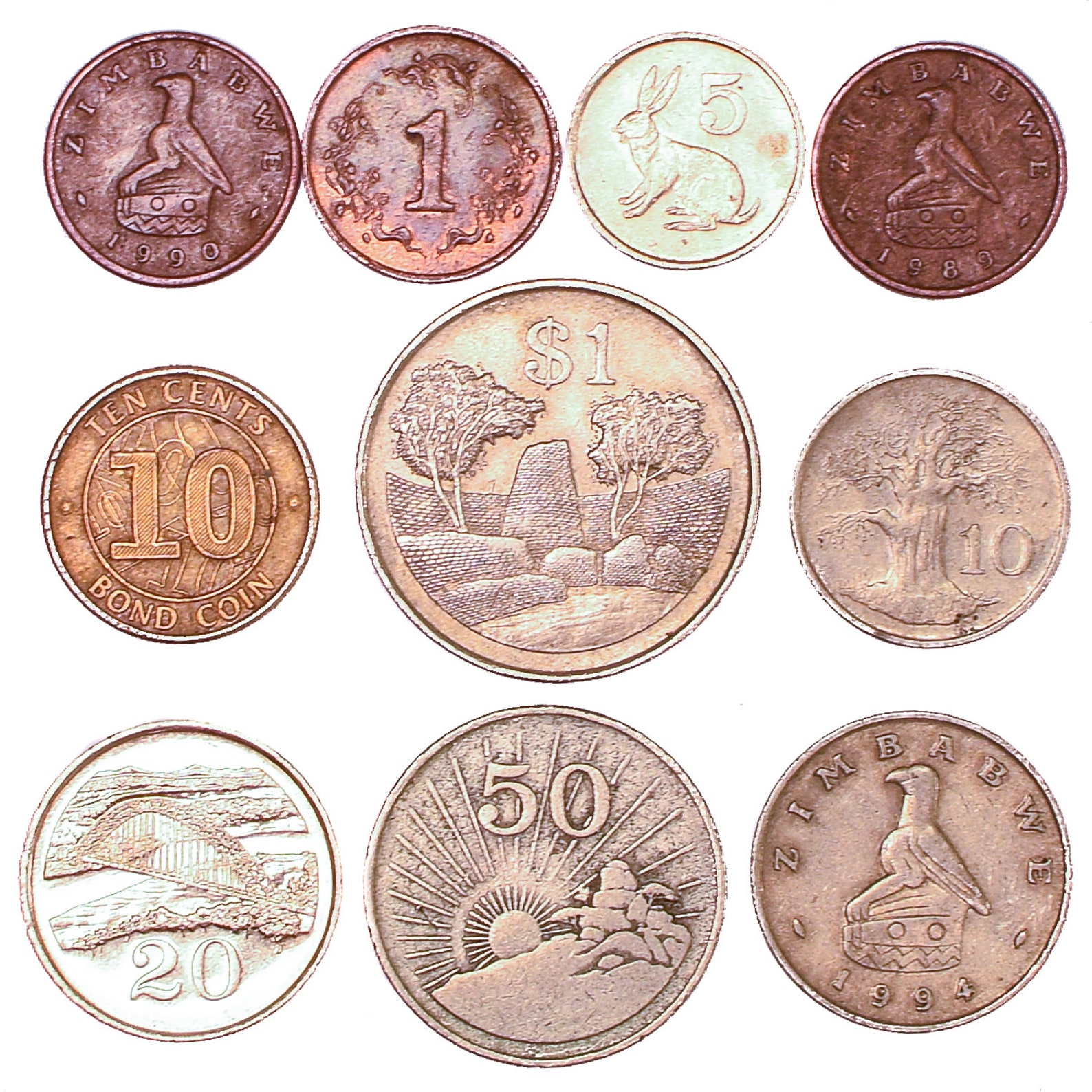 10 Zimbabwean Coins From South Africa Zimbabwe. Old Coins Etsy