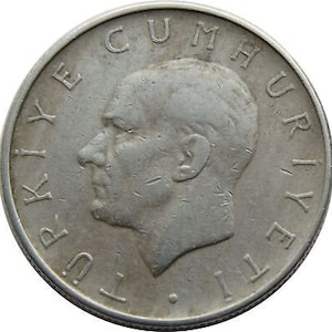 Turkish Coin Turkey 1 Lira | President Mustafa Kemal Ataturk | Moon Star | 1957