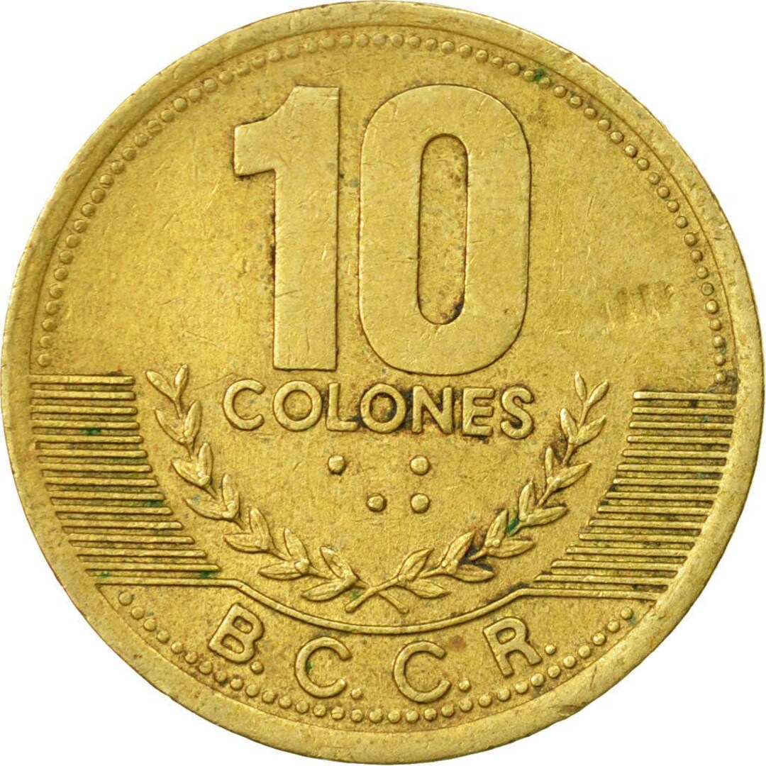 Costa Rica 10 Colones Coin | Stars | Volcano | Ship | Sun | 1997 - Etsy