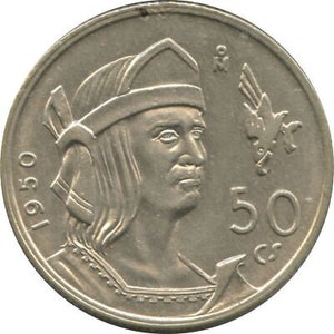 Mexico 50 Centavos Coin | King Cuauhtemoc | Eagle | Wreth | 1950 - 1951