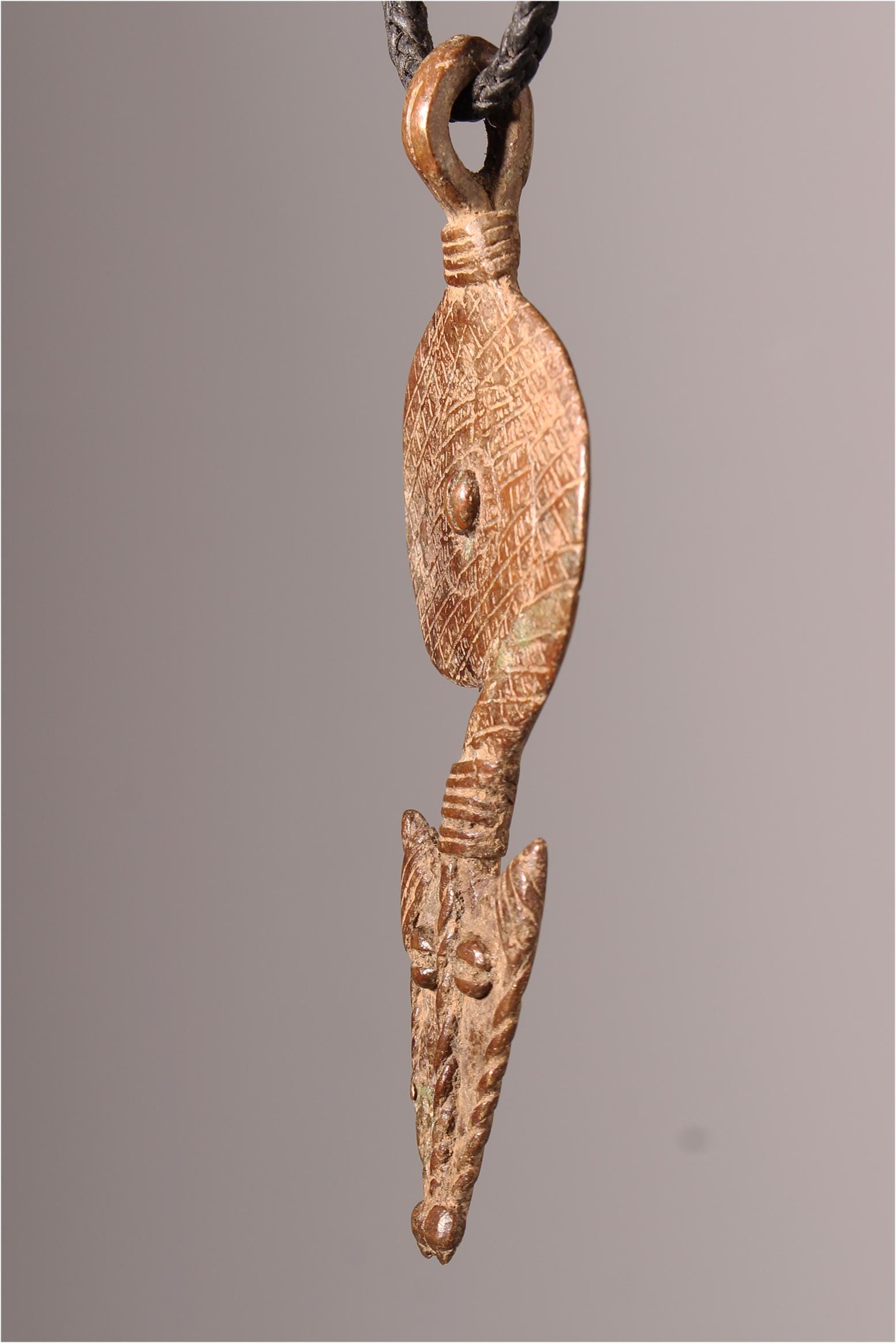 Pendentif Rituel Africain Serpent En Bronze - Art Tribal Gan, Occasion