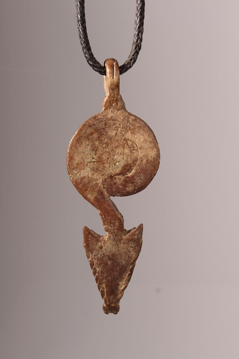 Pendentif Rituel Africain En Bronze - Serpent - Art Tribal Gan - Occasion - Livraison Gratuite