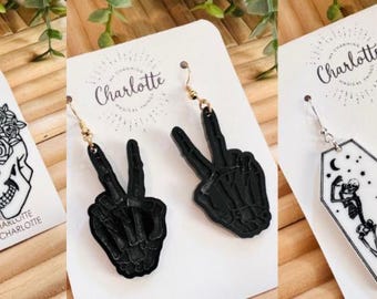 Halloween Earrings SVG Bundle | Floral Skull, Skeleton Hand, Coffin (Digital File)