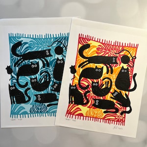 Treat Time - Handmade Original Linocut Print