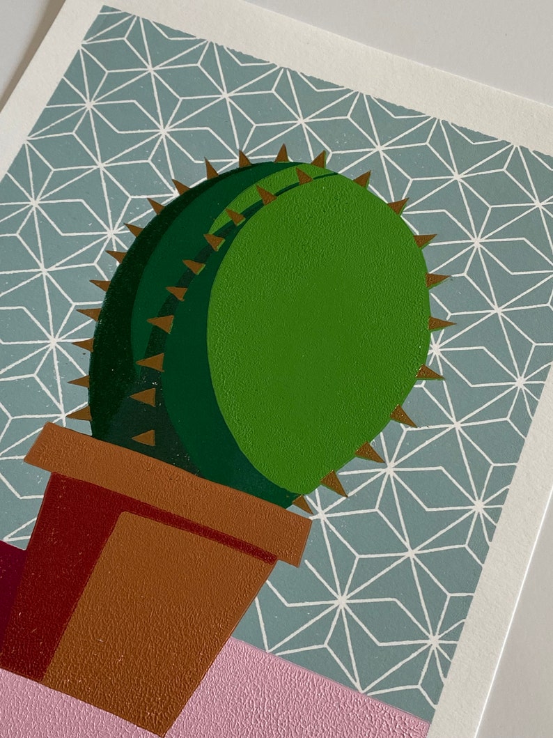 Barrel Cactus Original Handmade Linocut Print image 3