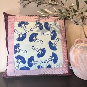 Mushrooms Kantha Style Pillow