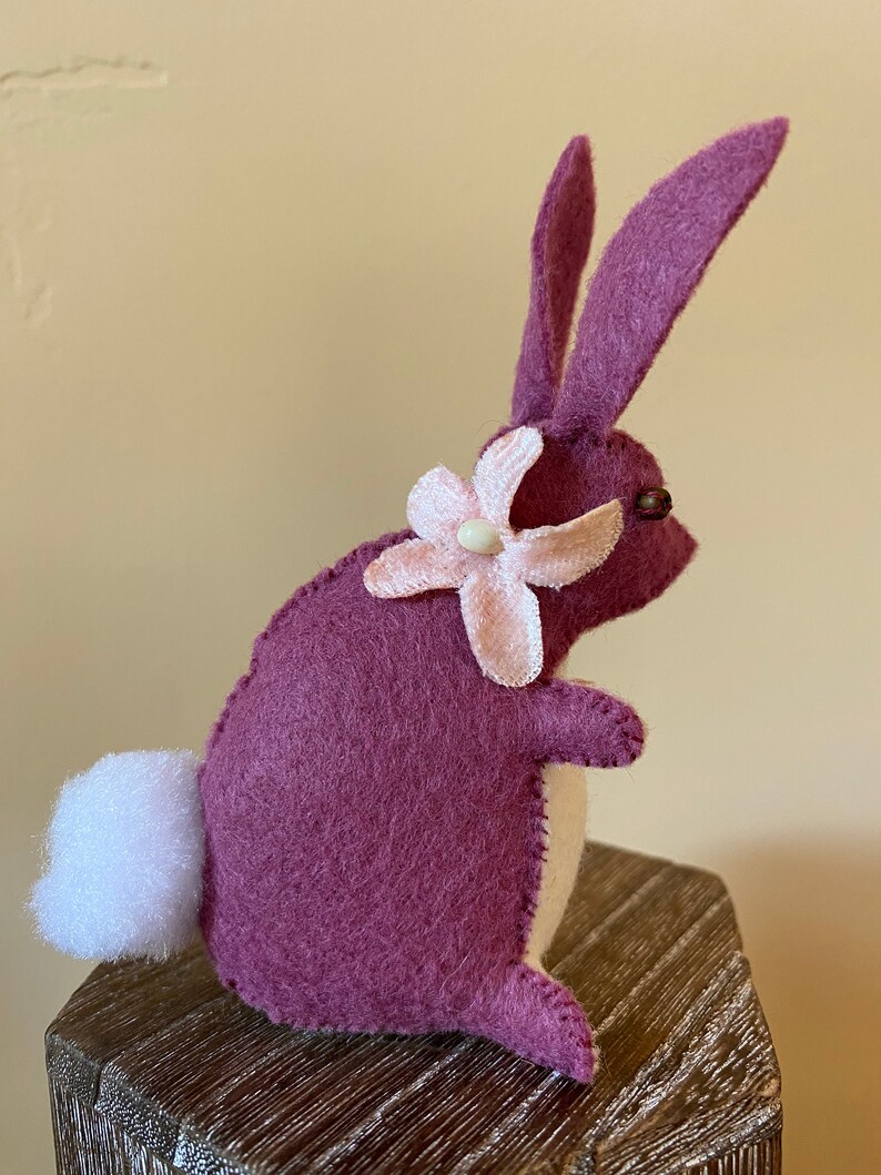 Bird in the Hand Bunny ~ Mini Handmade Bunny ~ Wool Felt OOAK Gift ~ Pincushion