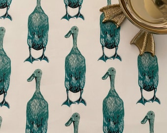 Türkiser Läufer mit Ente