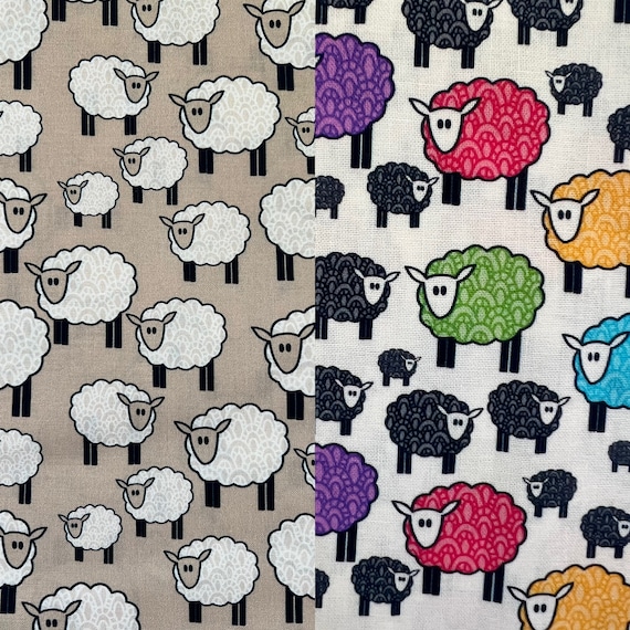 Sheep Fabric: Original Design, Quilters Cotton, 56" Wide