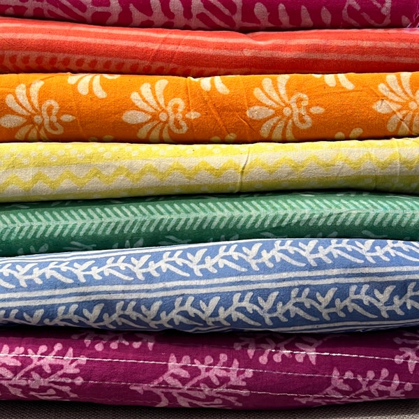 Tissu en coton indien imprimé en bloc par 1/2 mètre