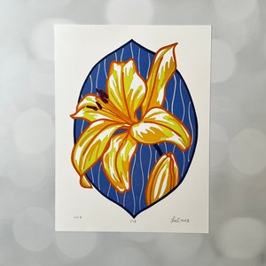 Lily - Handmade Original Linocut Print