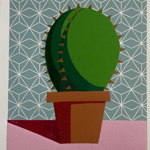 Barrel Cactus Original Handmade Linocut Print image 2