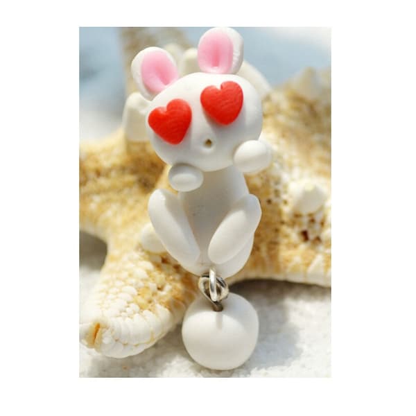 Polymer Clay Air Dry Clay White Bunny Rabbit Earring Charm Dangle Studs