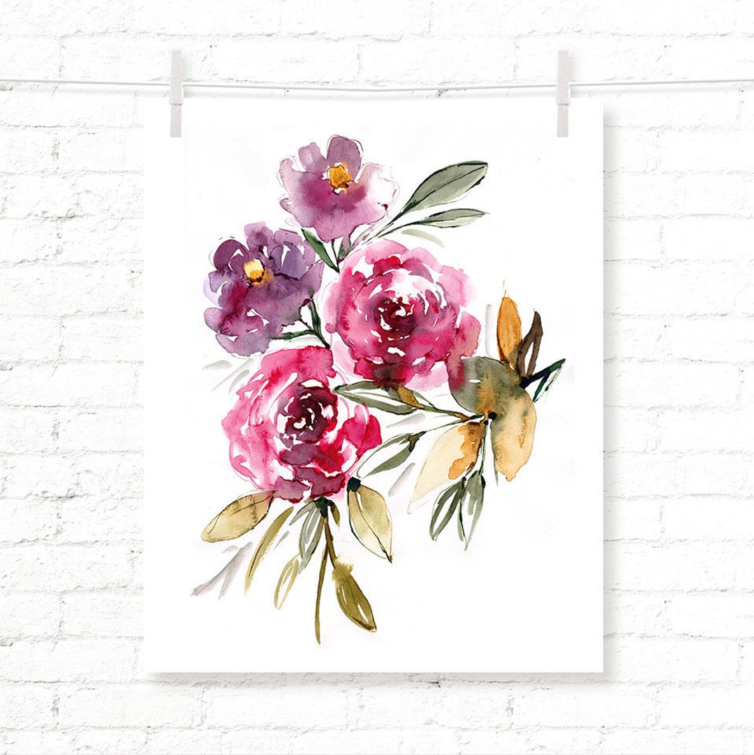 Roses - Rose Bouquet - Flower - Floral - Watercolor - Art Print - Etsy