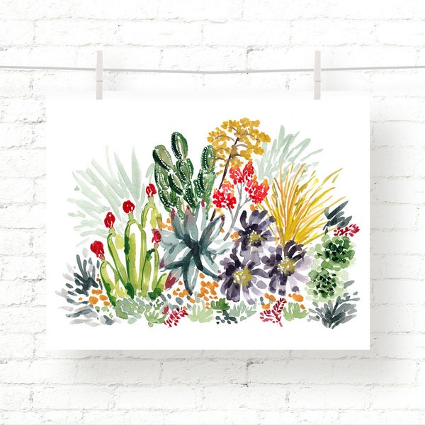 Desert #3 - Cactus - Succulent - Cacti - Watercolor - Art Print - Wall Art