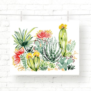 Desert #1 - Cactus - Succulent - Cacti - Watercolor - Art Print - Wall Art