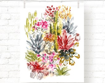 Wild - Desert - Cactus - Cacti - Garden - Watercolor - Art Print - Wall Art