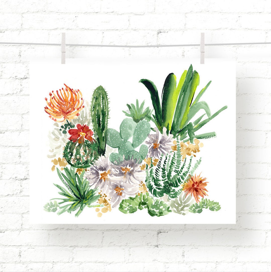 Desert - Cactus - Succulent - Cacti - Watercolor - Art Print - Wall Art ...