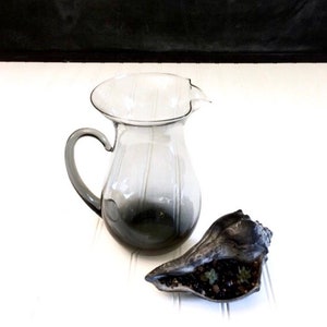 Mid Century Pitcher Smoke Glass Pitcher Danish Modern Pitcher Cocktail Pitcher Handmade Carafe Scandinavian Pitcher