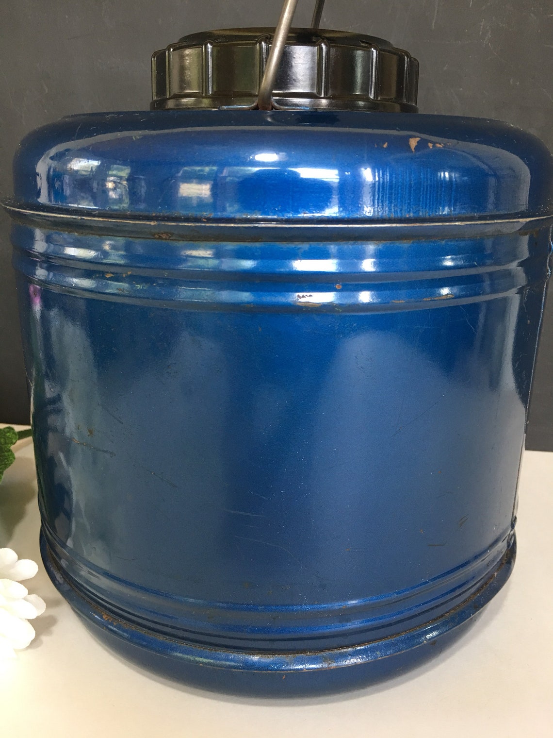 Vintage Camping Jug Metal Cooler Blue Vintage Water Cooler Etsy India