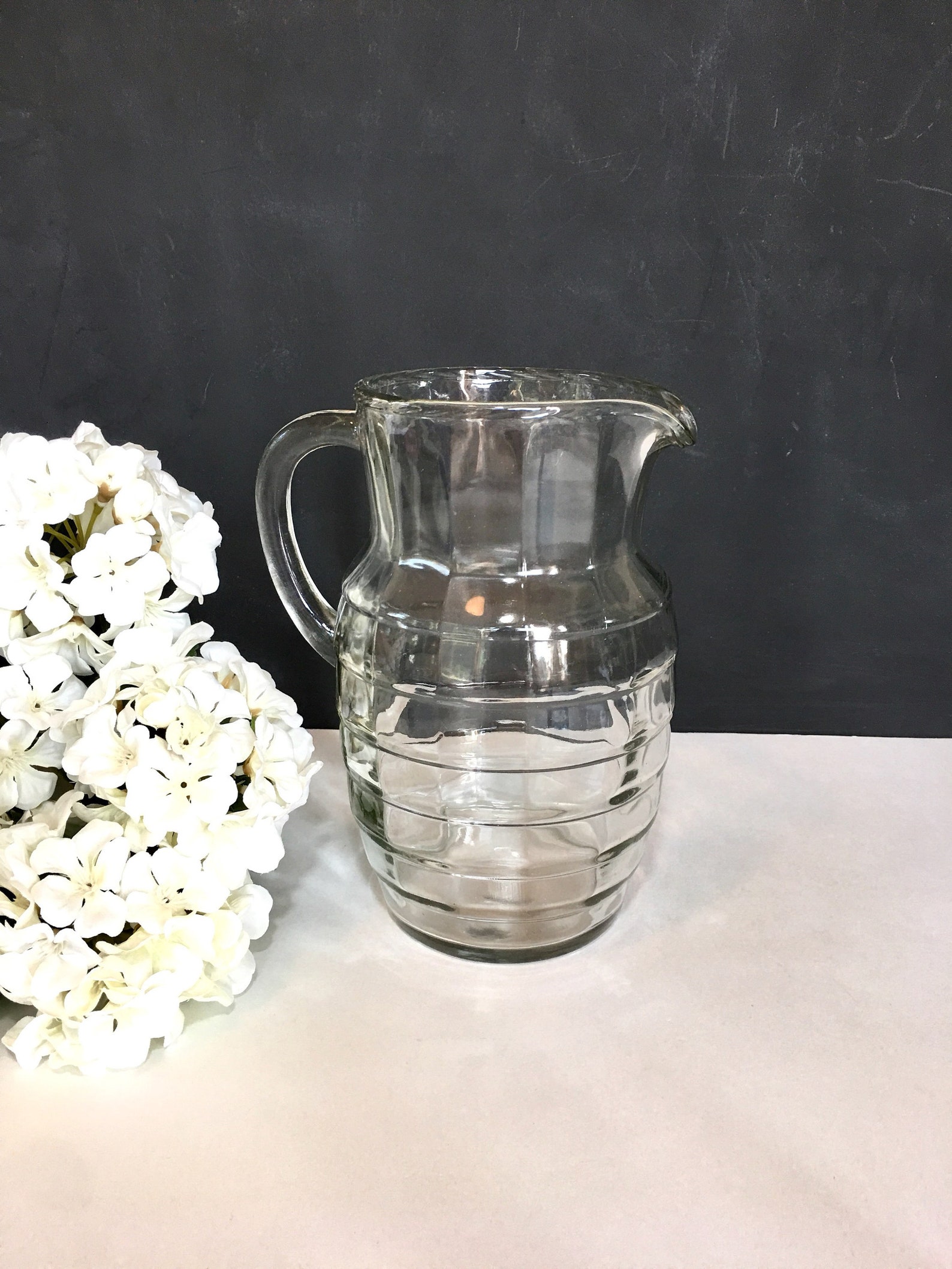 Anchor Hocking Block Optic Pitcher Depression Glass Rope Edge Etsy